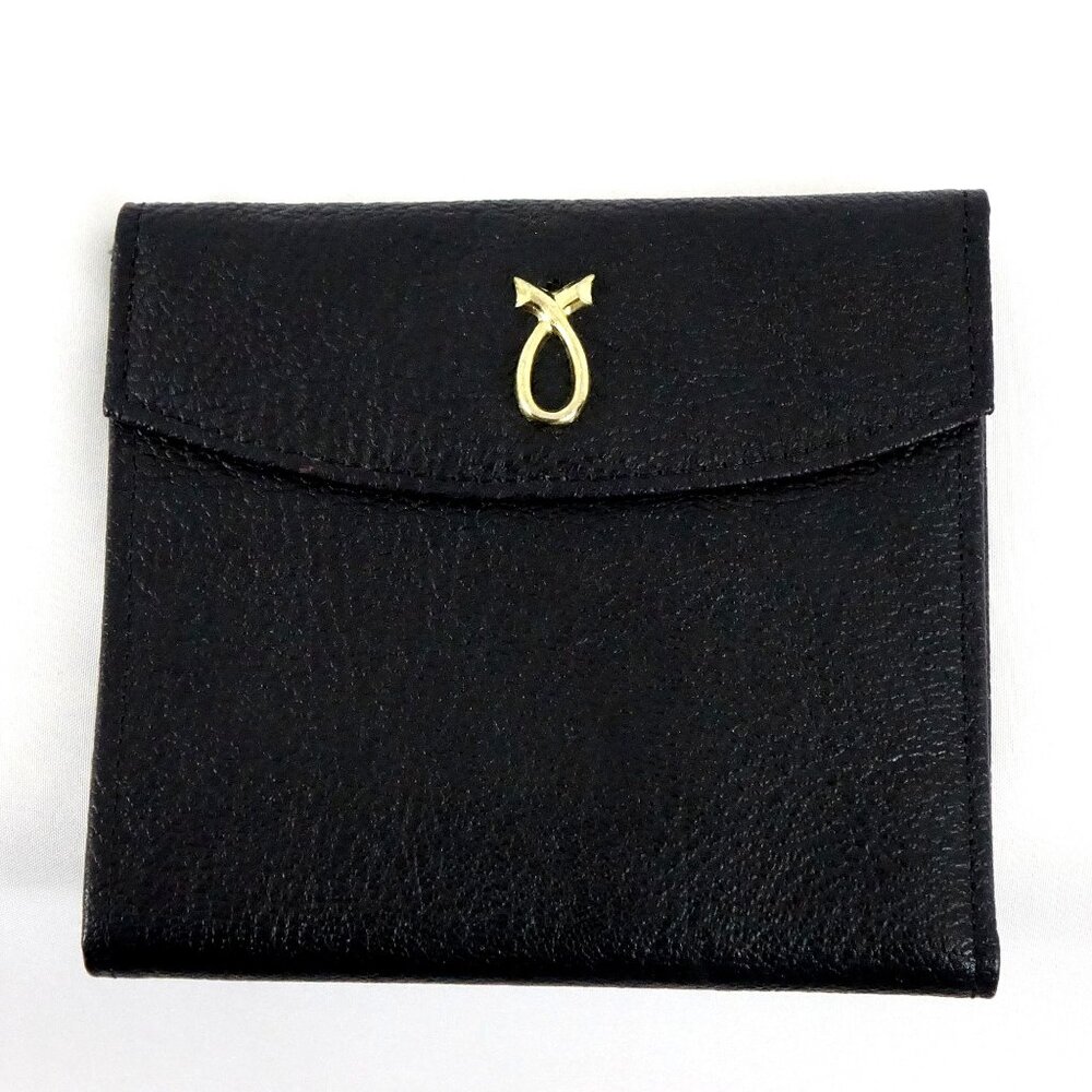 Vintage St Thomas Wallet Black Pebbled Leather Genuine Cowhide Womens Billfold G